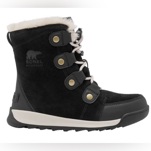 SOREL Kids Whitney™ II Short Lace Waterproof  Black Snow Boot Youth 4. - Picture 1 of 11
